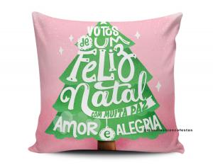 ALMOFADA - ÁRVORE DE NATAL Tecido 100% Poliéster (microfibra) 33x30cm Personalizado Frente e Verso Sublimação  