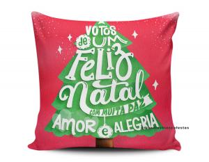 ALMOFADA - ÁRVORE DE NATAL Tecido 100% Poliéster (microfibra) 33x30cm Personalizado Frente e Verso Sublimação  