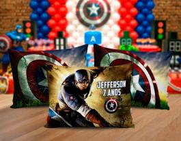 ALMOFADA KIDS - CAPITÃO AMERICA Tecido 100% Poliéster (oxford) 30x20cm Personalizado Frente e Verso Sublimação  