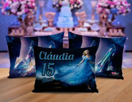 ALMOFADA KIDS - CINDERELLA Tecido 100% Poliéster (oxford) 30x20cm Personalizado Frente e Verso Sublimação  