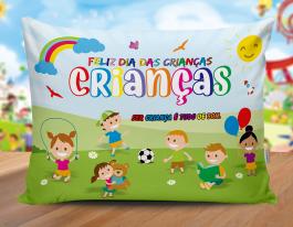 ALMOFADA DIA DAS CRIANÇAS Tecido 100% Poliéster (oxford) 30x20cm Personalizado Frente e Verso Sublimação  