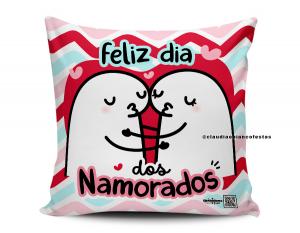 ALMOFADA DIA DOS NAMORADOS - FLORKS FELIZ DIA DOS NAMORADOS Tecido 100% Poliéster (microfibra) 33x30cm Personalizado Frente e Verso Sublimação  