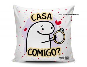 ALMOFADA DIA DOS NAMORADOS - FLORKS CASA COMIGO? Tecido 100% Poliéster (microfibra) 33x30cm Personalizado Frente e Verso Sublimação  