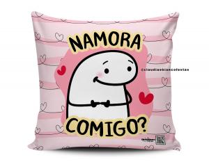 ALMOFADA DIA DOS NAMORADOS - FLORKS NAMORA COMIGO? Tecido 100% Poliéster (microfibra) 33x30cm Personalizado Frente e Verso Sublimação  