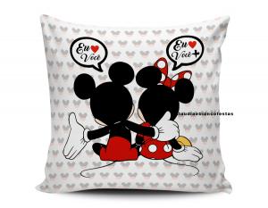 ALMOFADA DIA DOS NAMORADOS - MICKEY E MINNIE LOVE Tecido 100% Poliéster (microfibra) 33x30cm Personalizado Frente e Verso Sublimação  