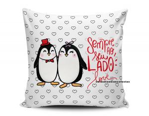 ALMOFADA DIA DOS NAMORADOS - SEMPRE AO SEU LADO Tecido 100% Poliéster (microfibra) 33x30cm Personalizado Frente e Verso Sublimação  