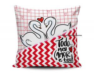 ALMOFADA DIA DOS NAMORADOS - TODO O MEU AMOR É TEU Tecido 100% Poliéster (microfibra) 33x30cm Personalizado Frente e Verso Sublimação  