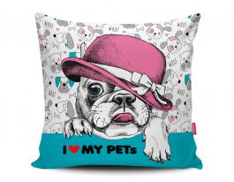 ALMOFADA EU AMO OS PETS Tecido 100% Poliéster (microfibra) 33x30cm Personalizado Frente e Verso Sublimação  