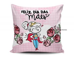 ALMOFADA FELIZ DIA DAS MÃES Tecido 100% Poliéster (microfibra) 33x30cm Personalizado Frente e Verso Sublimação  