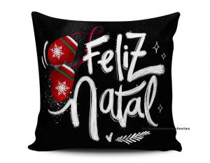 ALMOFADA FELIZ NATAL Tecido 100% Poliéster (microfibra) 33x30cm Personalizado Frente e Verso Sublimação  