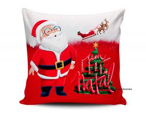 ALMOFADA - FELIZ NATAL Tecido 100% Poliéster (microfibra) 33x30cm Personalizado Frente e Verso Sublimação  