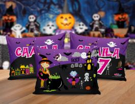 ALMOFADA KIDS - HALLOWEN Tecido 100% Poliéster (oxford) 30x20cm Personalizado Frente e Verso Sublimação  