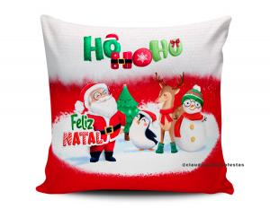 ALMOFADA - HOHOHO FELIZ NATAL Tecido 100% Poliéster (microfibra) 33x30cm Personalizado Frente e Verso Sublimação  