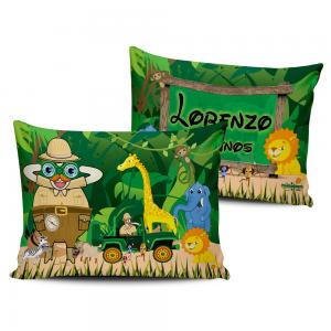 ALMOFADA KIDS - BITA SAFARI Tecido 100% Poliéster (oxford) 30x20cm Personalizado Frente e Verso Sublimação  