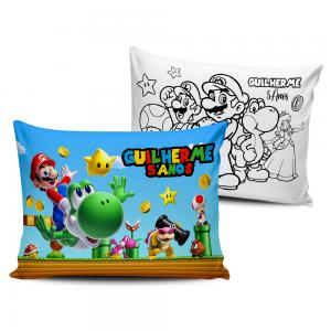 ALMOFADA KIDS - MARIO BROSS Tecido 100% Poliéster (oxford) 30x20cm Personalizado Frente e Verso Sublimação  