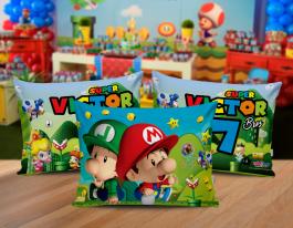 ALMOFADA KIDS - MARIO BROSS BABY Tecido 100% Poliéster (oxford) 30x20cm Personalizado Frente e Verso Sublimação  
