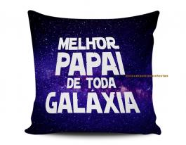 ALMOFADA MELHOR PAI DE TODA GALÁXIA Tecido 100% Poliéster (microfibra) 33x30cm Personalizado Frente e Verso Sublimação  