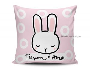 ALMOFADA PÁSCOA - É AMOR Tecido 100% Poliéster (microfibra) 33x30cm Personalizado Frente e Verso Sublimação  