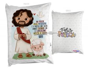 ALMOFADA PÁSCOA - JESUS RESSUSCITOU Tecido 100% Poliéster (microfibra) 20X30cm Personalizado Frente e Verso Sublimação  