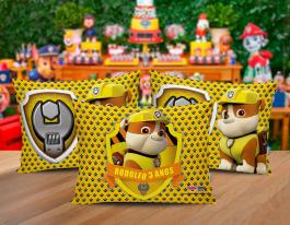 ALMOFADA KIDS - PATRULHA CAINA RUBBLE Tecido 100% Poliéster (oxford) 30x20cm Personalizado Frente e Verso Sublimação  