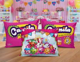 ALMOFADA KIDS - SHOPKINS Tecido 100% Poliéster (oxford) 30x20cm Personalizado Frente e Verso Sublimação  