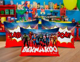 ALMOFADA KIDS - SUPER HEROES Tecido 100% Poliéster (oxford) 30x20cm Personalizado Frente e Verso Sublimação  