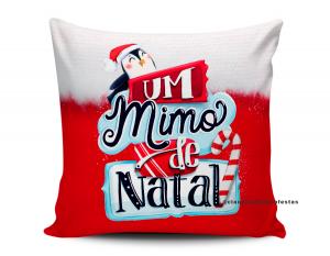 ALMOFADA - UM MIMO DE NATAL Tecido 100% Poliéster (microfibra) 33x30cm Personalizado Frente e Verso Sublimação  