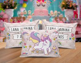 ALMOFADA KIDS - UNICÓRNIO MENINA Tecido 100% Poliéster (oxford) 30x20cm Personalizado Frente e Verso Sublimação  