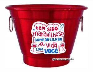 BALDE DE GELO EM ALUMÍNIO - TEM SIDO MARAVILHOSO COMPARTILHAR A VIDA COM VOCÊ Balde de Gelo em Alumínio Pntura Eletrostática 5 Litros    