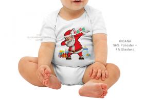 body infantil dança do papai noel Tecido ribana 96% poliéster + 4% elastano Estampa Colorida  Sublimação  