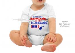 body infantil eu não estou dormindo, eu estou carregando... Tecido ribana 96% poliéster + 4% elastano Estampa Colorida  Sublimação  