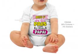 body infantil meu primeiro dia dos pais com meu papai Tecido ribana 96% poliéster + 4% elastano Estampa Colorida  Sublimação  