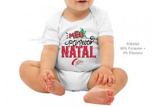 body infantil meu primeiro natal Tecido ribana 96% poliéster + 4% elastano Estampa Colorida  Sublimação  