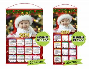 Calendário personalizado em tecido com foto 2024 Foto em altíssima qualidade 20x30cm | 30x70cm    Com suporte e cordinha