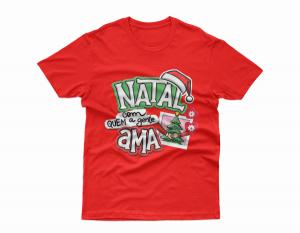 Camiseta natalina Tecido 100% Poliéster Estampa Colorida A3  Sublimação  