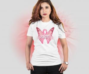 Camiseta outubro rosa Tecido Poliéster Estampa Colorida A3  Sublimação  