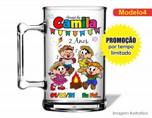 CANECA ACRÍLICA ARRAIÁ - ARRAIÁ DO CHICO BENTO Poliestireno  Frente colorido Impressão no Adesivo Vinil   