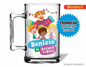 CANECA ACRÍLICA ARRAIÁ - ARRAIÁ DO BITA Poliestireno  Frente colorido Impressão no Adesivo Vinil   