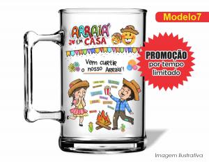 CANECA ACRÍLICA ARRAIÁ - ARRAIÁ EM CASA Poliestireno  Frente colorido Impressão no Adesivo Vinil   