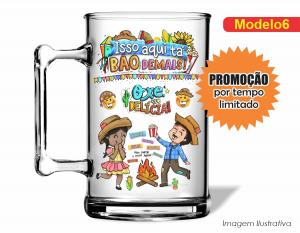 CANECA ACRÍLICA ARRAIÁ - ARRAIÁ ISSO AQUI TÁ BÃO DEMAIS Poliestireno  Frente colorido Impressão no Adesivo Vinil   