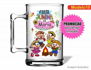 CANECA ACRÍLICA ARRAIÁ - ARRAIÁ DA TURMA DA MÔNICA Poliestireno  Frente colorido Impressão no Adesivo Vinil   