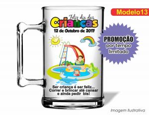 CANECA ACRÍLICA DIA DAS CRIANÇAS - MOD013 Poliestireno  Frente colorido Impressão no Adesivo Vinil   