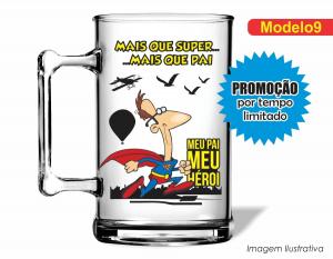 CANECA ACRÍLICA DIA DO PAIS - MAIS QUE SUPER PAI Poliestireno  Frente colorido Impressão no Adesivo Vinil   