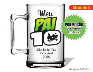 CANECA ACRÍLICA DIA DO PAIS - MEU PAI É 10 Poliestireno  Frente colorido Impressão no Adesivo Vinil   