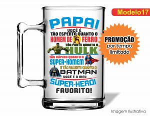 CANECA ACRÍLICA DIA DO PAIS - PAI MULTI HEROES Poliestireno  Frente colorido Impressão no Adesivo Vinil   