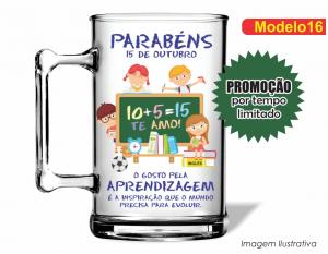 CANECA ACRÍLICA DIA DOS PROFESSORES - MOD016 Poliestireno  Frente colorido Impressão no Adesivo Vinil   