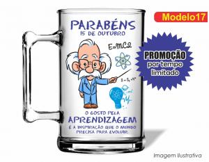 CANECA ACRÍLICA DIA DOS PROFESSORES - MOD017 Poliestireno  Frente colorido Impressão no Adesivo Vinil   