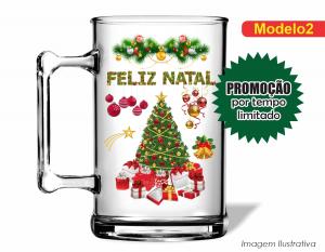 CANECA ACRÍLICA FESTAS FIM DE ANO - NATAL Poliestireno  Frente colorido Impressão no Adesivo Vinil  