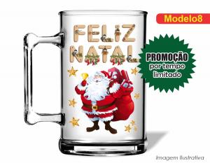 CANECA ACRÍLICA FESTAS FIM DE ANO - NATAL Poliestireno  Frente colorido Impressão no Adesivo Vinil  
