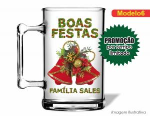 CANECA ACRÍLICA FESTAS FIM DE ANO - NATAL Poliestireno  Frente colorido Impressão no Adesivo Vinil  